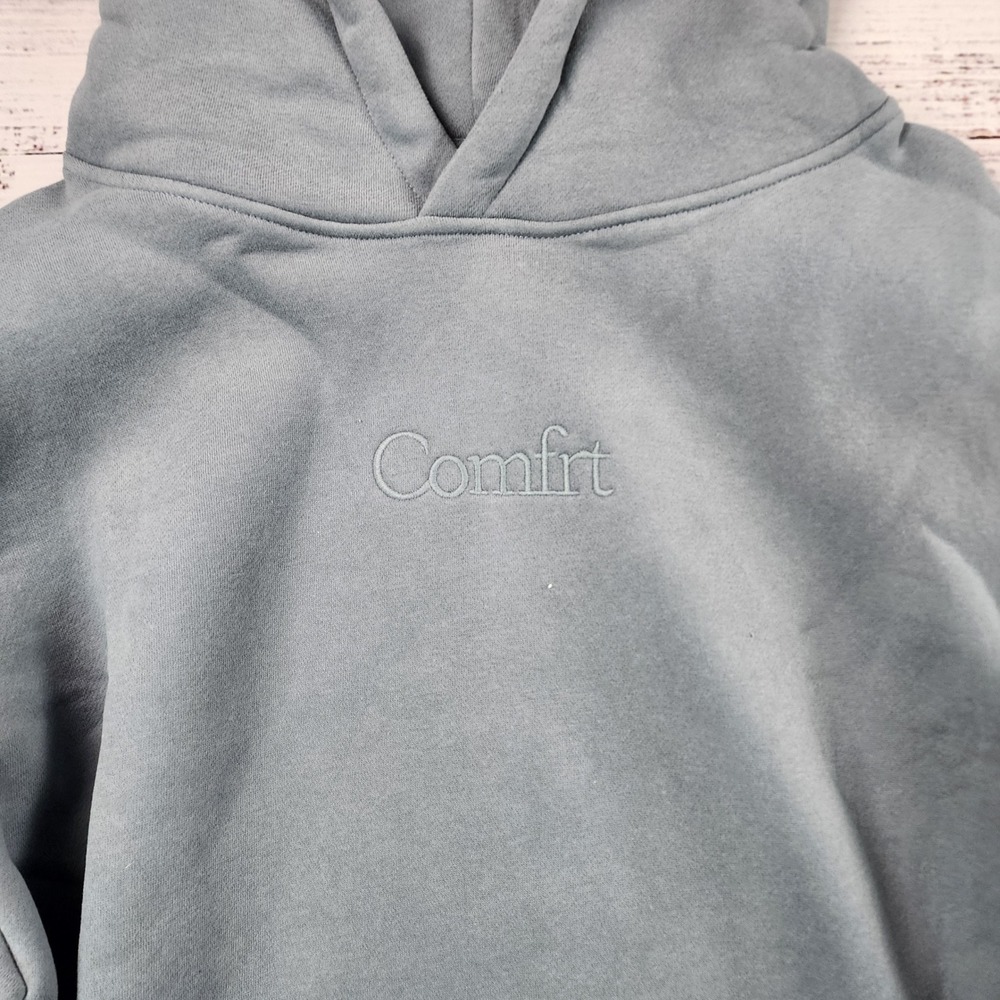 Comfrt Signature Hoodie Unisex M Sky Blue Oversized Weighted Fleece Pullover. - Picture 3 of 9